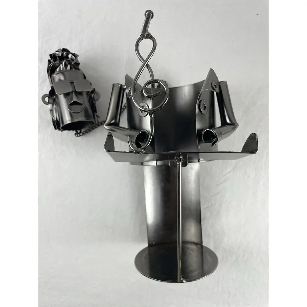 Berkeley Designs Metal Wine Caddy Piano Player Musician Bottle Holder